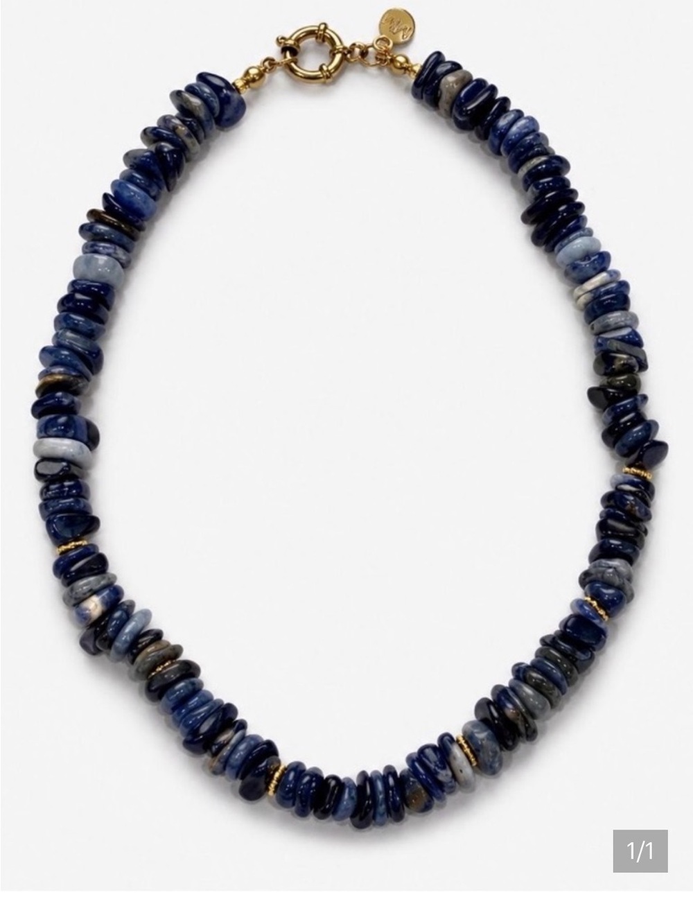 Mayamar Blue Lapis Natural Beaded Necklace with Gold Accents(NWT)